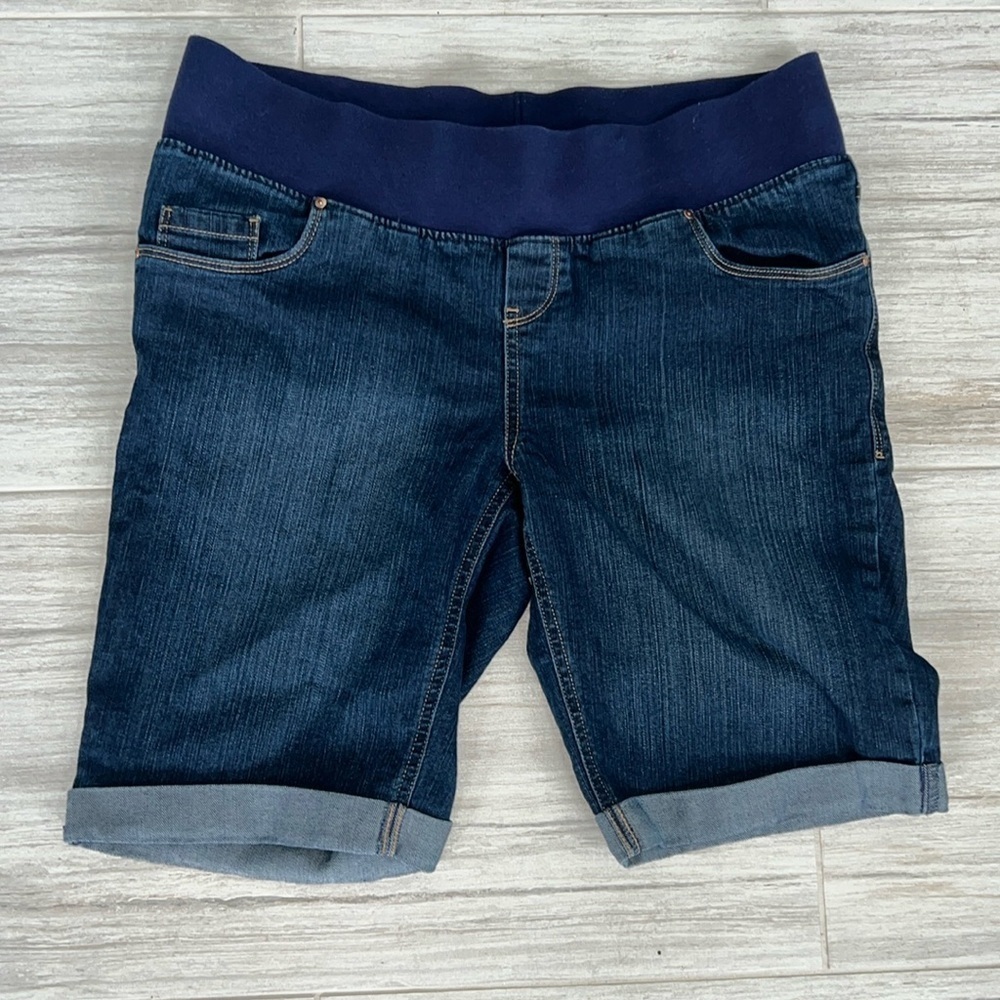 Blue denim maternity bermuda shorts size‎ 4/6 capris elastic waist band